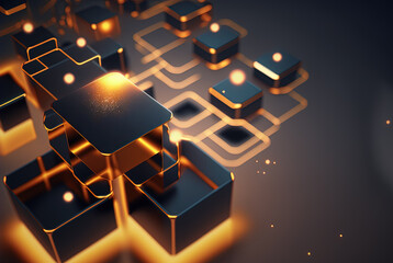 Wall Mural - abstract connection concept with complex technology structure of connected data