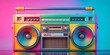 © Kukar Studio - Colorful render of a retro boombox cassette player, perfect for vintage tech and music enthusiasts