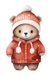 Wall Mural - PNG Vintage christmas winter cute bear.