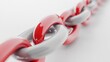 © -Quantum Pixels- - 3D illustration of a grey chain featuring a red link set against a white background