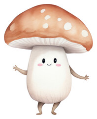 Wall Mural - PNG White mushroom dancing white background anthropomorphic vegetable.