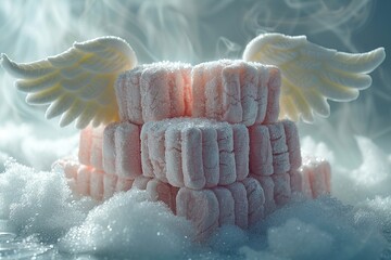 Wall Mural - Marshmallow Angel Wings with Sugar Cloud