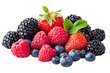 © Link Parker - Colorful berry medley, fresh strawberries, blackberries, raspberries, and blueberries on transparent background