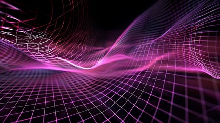 Wall Mural - abstract purple grid with neon lights