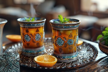 Wall Mural - Aromatic Mint Tea with a Touch of Orange