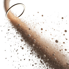 Abstract Sand Explosion with Circle, Dynamic Sand Burst with Ring, Artistic Sand Particle Scatter, Modern Design Element