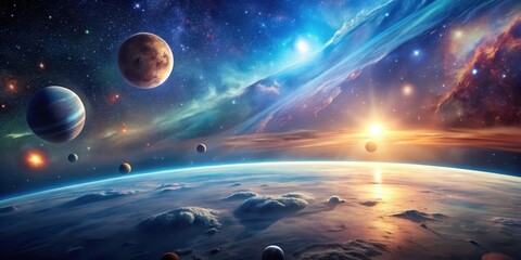 Wall Mural - A serene background showcasing the vastness and beauty of outer space, outer space, stars, galaxies, universe