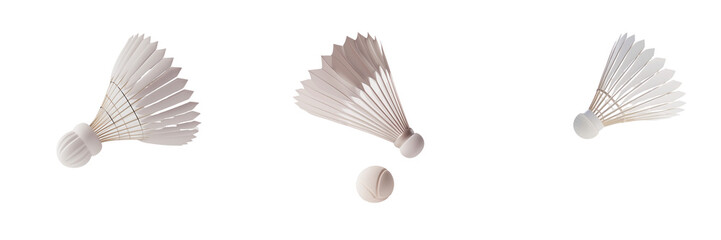 Set of badminton ball soaring through the air, isolated on a transparent background