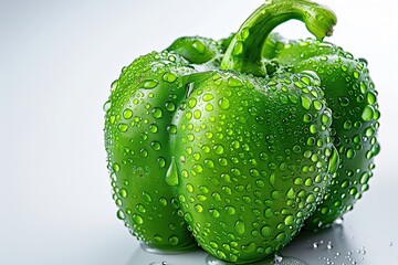 Canvas Print - Fresh Green Bell Pepper with Water Drops