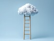 © Kanisorn - A ladder stretching toward the clouds, representing aspirations and growth, beautifully rendered in 3D.