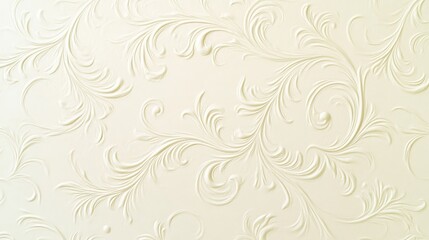 white embossed floral pattern on a cream background.