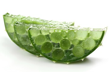 Wall Mural - A slice of aloe vera on a white surface