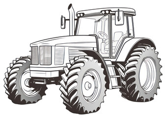 Wall Mural - PNG Tractor vehicle sketch line.