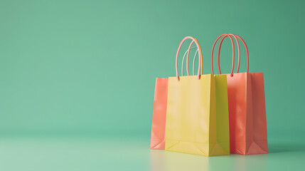 Spectacular Colorful shopping bag on pastel green background