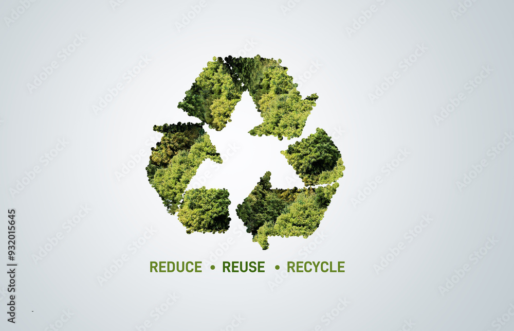 Ilustração Ecosystem Restoration, REDUCE, REUSE, RECYCLE. Recycle icon ...
