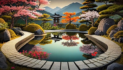 Canvas Print - chinese temple in the garden