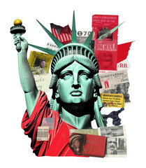 Wall Mural - PNG Pop USA traditional art collage represent of USA culture advertisement brochure poster.