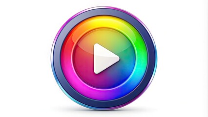 Colorful circular icon featuring a stylized combination of a play button and a circle, symbolizing a popular digital media playing platform.