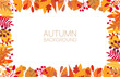 © madiwaso - Autumn frame background. Fall leaf thanksgiving border. Abstract leaves banner design. Floral frame pattern poster. Orange foliage season sale. Vector flat illustration