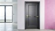 © arri - Modern Interior Door with Gold Handle Against a White and Pink Wall