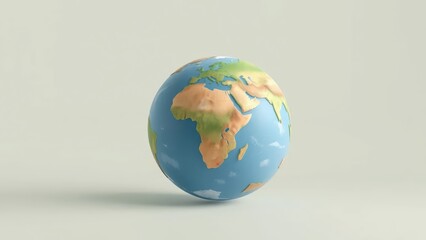 3D Render of Earth Globe on White Background