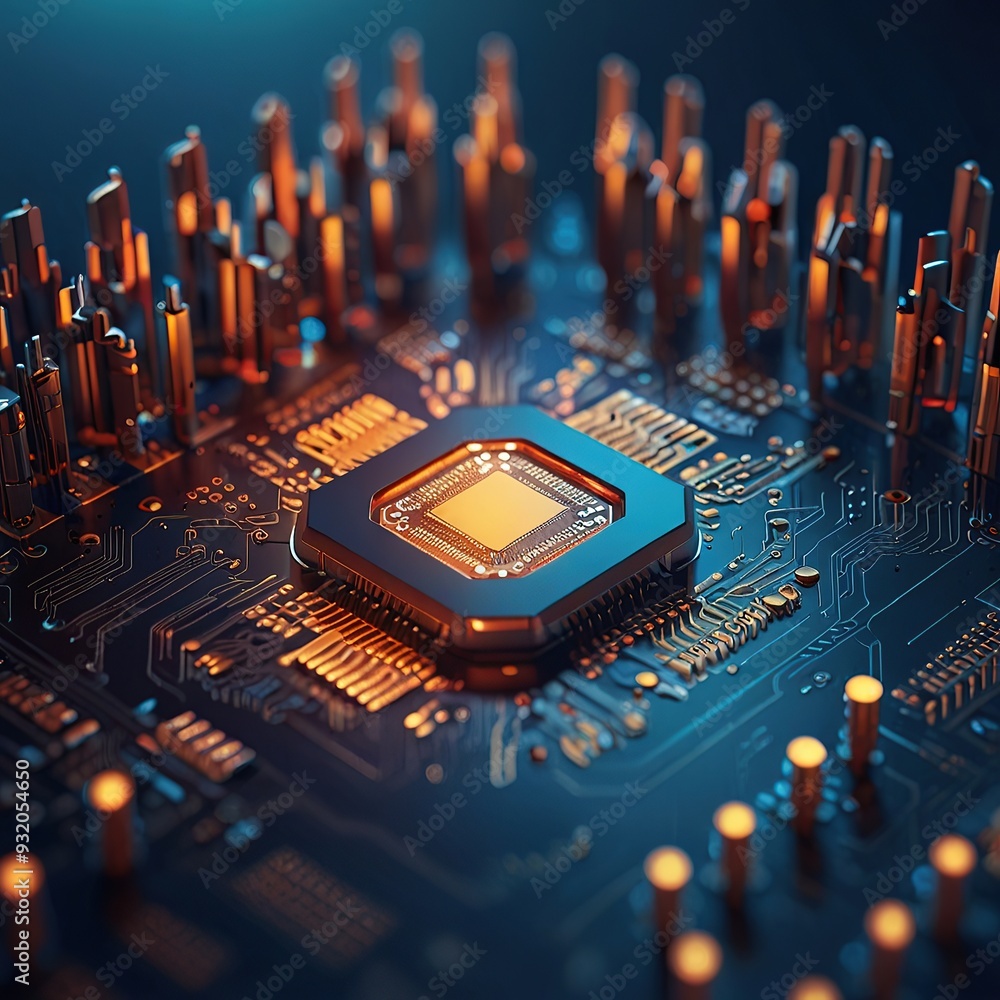 Abstract technology circuit design CPU motherboard of a computer board ...