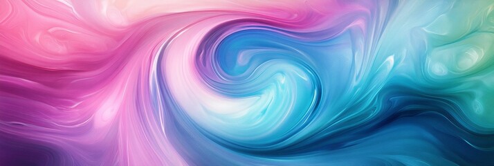 Sticker - Abstract Swirling Colors: Pink, Blue, and White Liquid Marble Texture - An abstract swirling pattern of pink, blue, and white colors. This image represents fluid motion, interconnectivity, and the ble