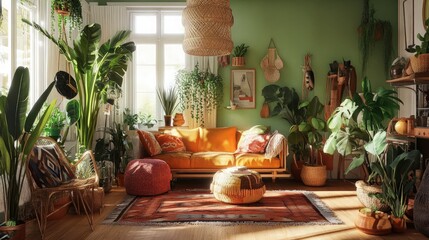 Wall Mural - Jungle Inspired Living Room