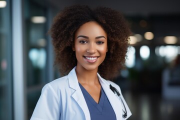 Sticker - Portrait of a smiling female African American medical nurse