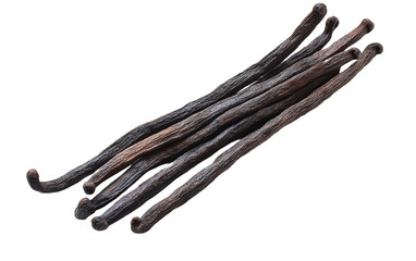 Dry vanilla beans on white background,png