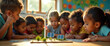 © 2April - Children Learn About Renewable Energy, Kids Discover Green Energy Sources with Wind Turbine & Solar panels, Educational Illustration for Environmental Education Concepts for Kids
