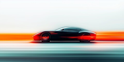 Wall Mural - Black sports car in motion blur background, capturing speed and power, ideal for high-energy automotive themes.
