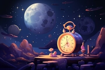 Wall Mural - timeless night sky: a dreamy landscape