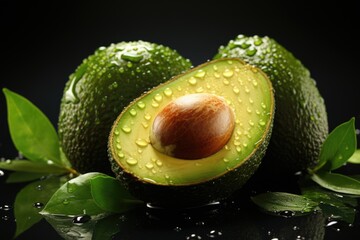 Wall Mural - Green mature avocado isolated in white, generative IA