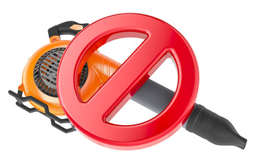 Wall Mural - Leaf blower with forbidden symbol, 3D rendering isolated on transparent background