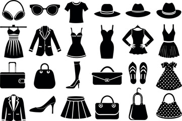 fashion & accessories related concept such as dress, high heels, hat, sunglasses & many more editabl