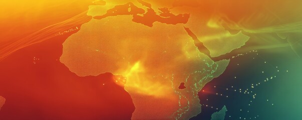 Digital art representation of the African continent with vibrant colors