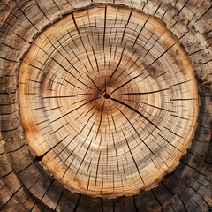 Tree Trunk Cross Section: Close-Up of Natural Wood Grain