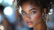 © hanafi 99d - Close-up Portrait of a Woman with Curly Hair and Blue Eyes