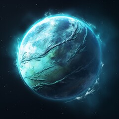 Wall Mural - A Glowing Blue Planet in the Vastness of Space