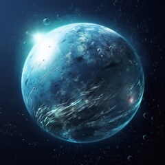 Wall Mural - a glowing blue planet in the vastness of space