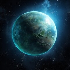 Wall Mural - a glowing planet in the vastness of space