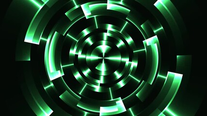 Wall Mural - Animation green light abstract circle glowing rays background