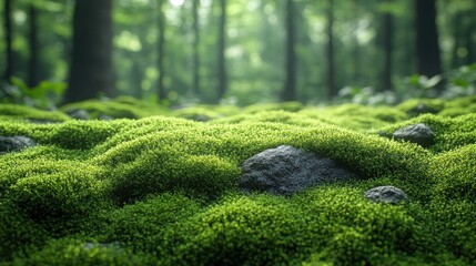 Canvas Print - Green Mossy Forest Floor