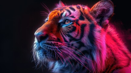 Wall Mural - Neon Tiger Portrait