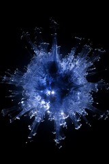 Wall Mural - Abstract Blue Glowing Cosmic Explosion - Digital Art