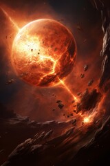 Wall Mural - cosmic explosion: a fiery spectacle in the vast universe