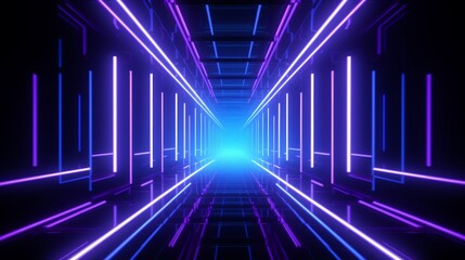 Wall Mural - neon lights tunnel abstract background