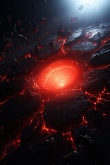 Wall Mural - glowing lava crater in a cosmic landscape