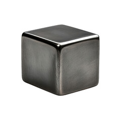 A sleek, metallic cube showcasing modern design and elegant finish, perfect for minimalistic decor and artistic displays. transparent background